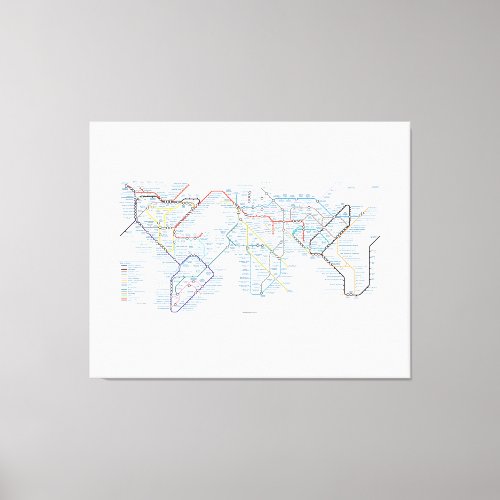 Globeownercentric World Underground Tube Map Canvas Print