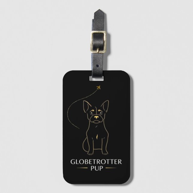 Globetrotter Pup Luggage Tag (Front Vertical)