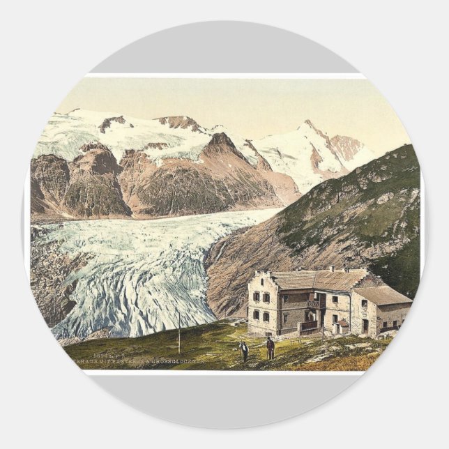Glocknerhaus, with Pasterze and Grossglockner, Car Classic Round Sticker (Front)