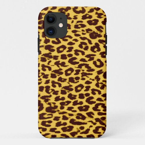 Glod and brown animal print fur skin of leopard iPhone 11 case