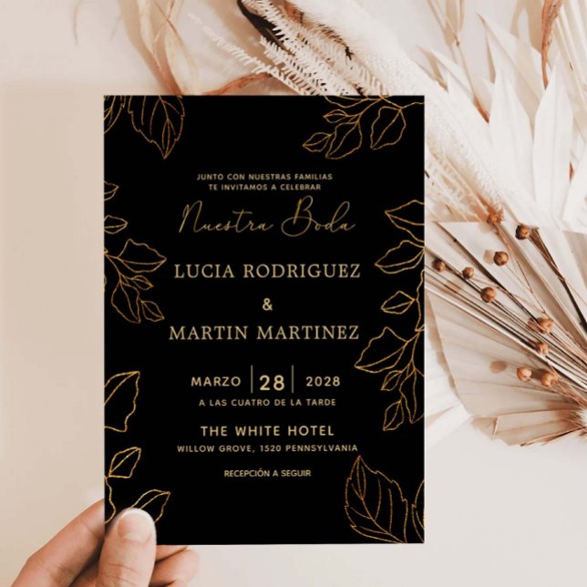 Glod Leaf Spanish Nuestra Boda Invitation (Creator Uploaded)