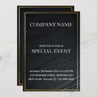 Gloden Frame Black Corporate Party Invitation Card
