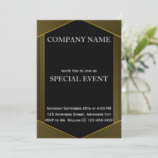 Gloden Frame Black Corporate Party Invitation Card