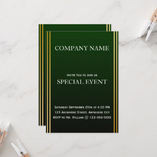 Gloden Frame Green Corporate Party Invitation Card
