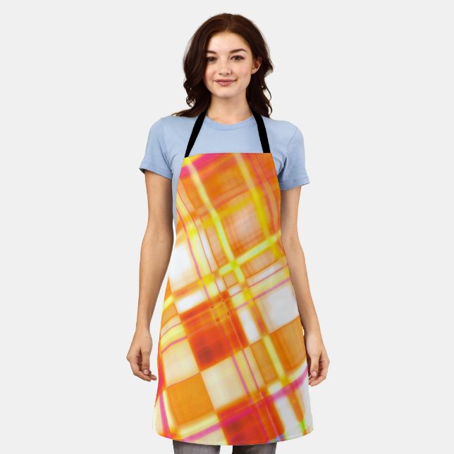 Gloden Shiny Tartan Plaid, Pattern Apron (Worn)