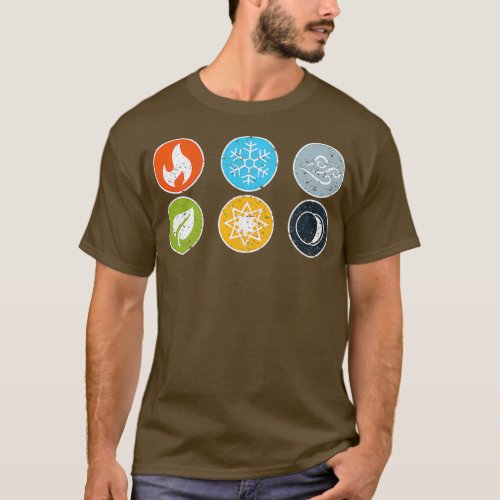 Gloomhaven Elements Symbol Fire Ice Air Earth T_Shirt