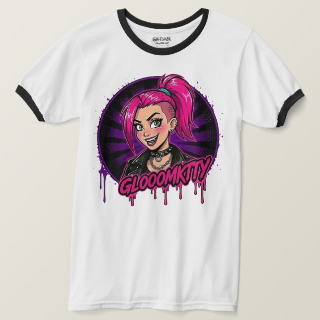 Gloomkitty Ringer T-Shirt (Design Front)