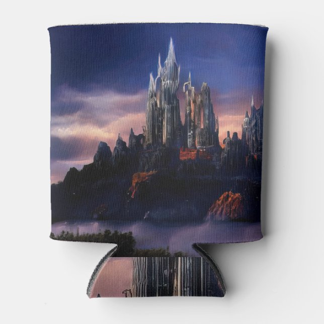 Gloomy Castle: Fairy-Tale Oil Painting. Can Cooler (Front)