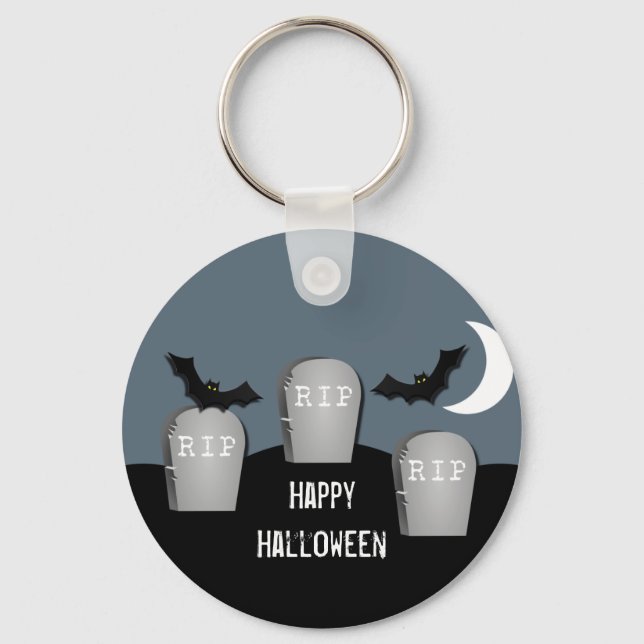 Gloomy Graveyard Halloween Keychain (Front)