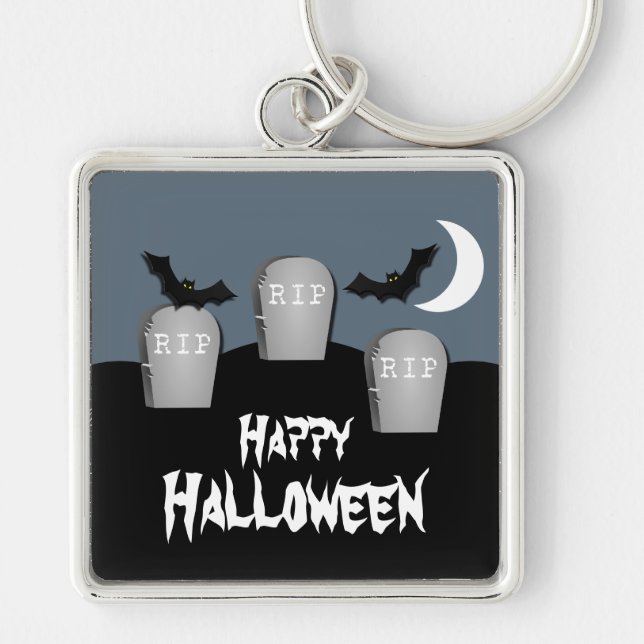 Gloomy Graveyard Halloween Premium Keychain (Front)