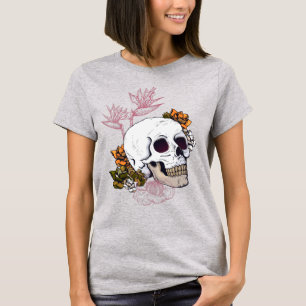 Gloomy Skull with Strelitzia flowers T-Shirt