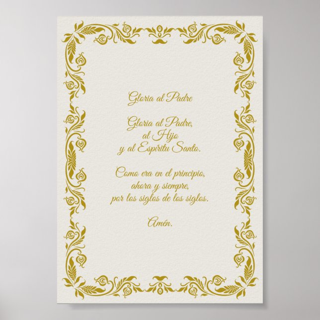 Gloria al Padre con detalles Botánicos Dorados Poster (Front)
