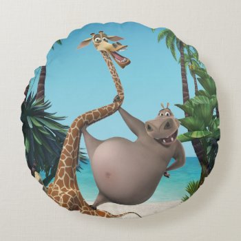 Gloria And Melman Friends Round Pillow by madagascar at Zazzle