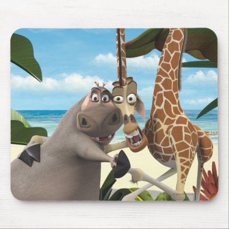 Gloria And Melman Hand Holding Mouse Pad