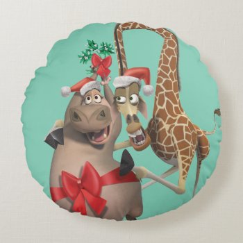 Gloria And Melman Holiday Round Pillow by madagascar at Zazzle