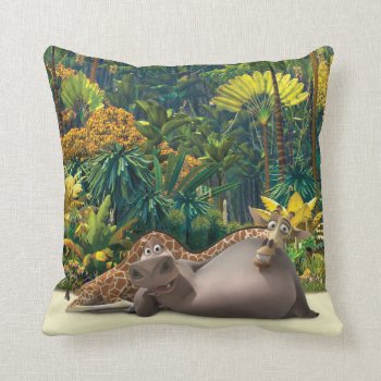 Gloria And Melman Relax Throw Pillow by madagascar at Zazzle