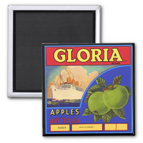 Gloria Ship Apple Australian Crate Label Magnet