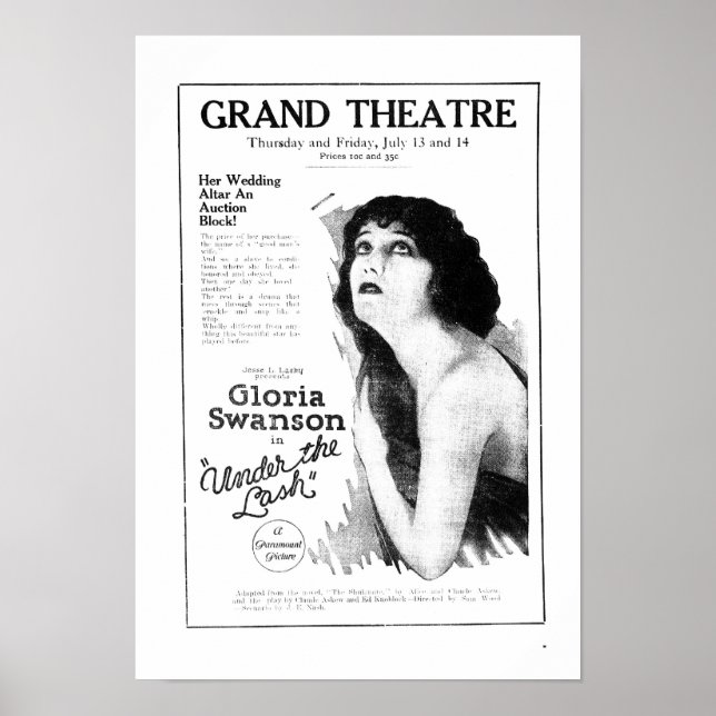 Gloria Swanson 1922 vintage movie ad poster (Front)