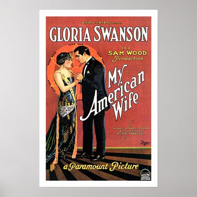 Gloria Swanson My American Wife Movie Poster (Front)