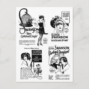 Gloria Swanson Silent Movie ads Postcard