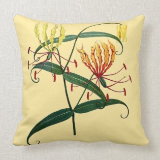 Gloriosa Lilies Orange and Yellow Throw Pillow