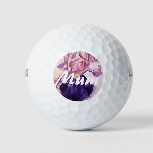 Glorioues Purple Iris Watercolor Painting Golf Balls