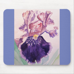 Glorioues Purple Iris Watercolor Painting Mouse Pad
