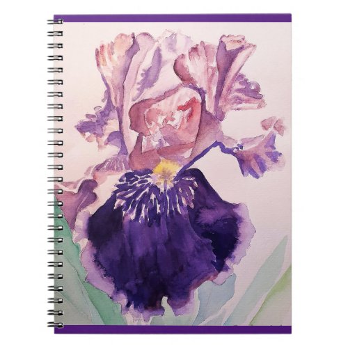 Glorioues Purple Iris Watercolor Painting Notebook