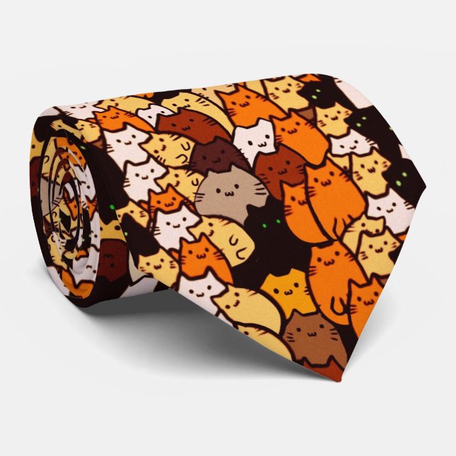 Glorious cats pattern .. Kawaii doodle art Neck Tie (Rolled)