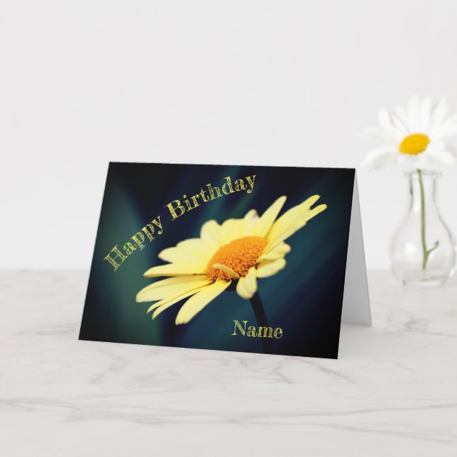 Glorious Daisy Flower Personalized Birthday  Card (Small Plant)
