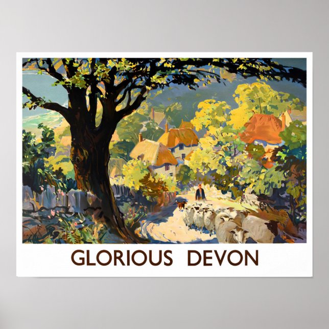 Glorious Devon England vintage travel Poster (Front)