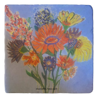 Glorious Floral Handpainted Bouquet Design Trivet
