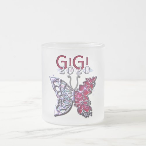 Glorious GIGI 2020 Butterfly Frosted Glass Coffee Mug