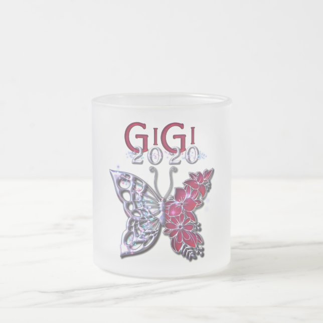 Glorious GIGI 2020 Butterfly Frosted Glass Coffee Mug (Center)