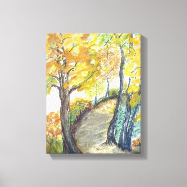 Glorious Golden Autumn Landscape from Watercolour Canvas Print (Front)