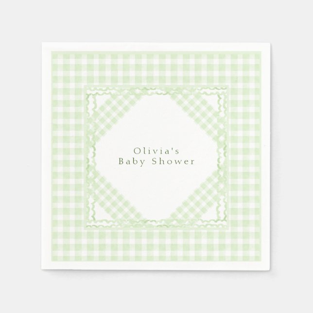 Glorious Green Gingham Napkins (Front)
