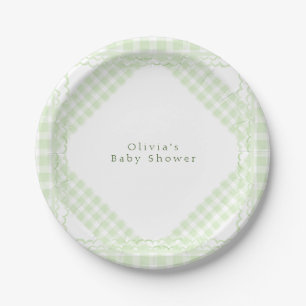 Glorious Green Gingham Paper Plates
