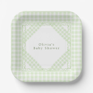 Glorious Green Gingham Paper Plates