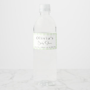 Glorious Green Gingham Water Bottle  Label
