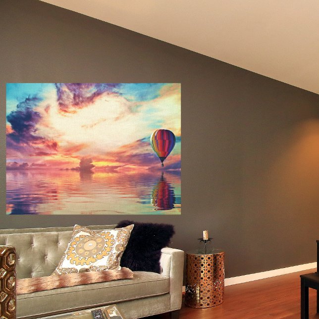 Glorious Hot Air Balloon Sunrise Teal Peach Gold Poster (Creator Uploaded)