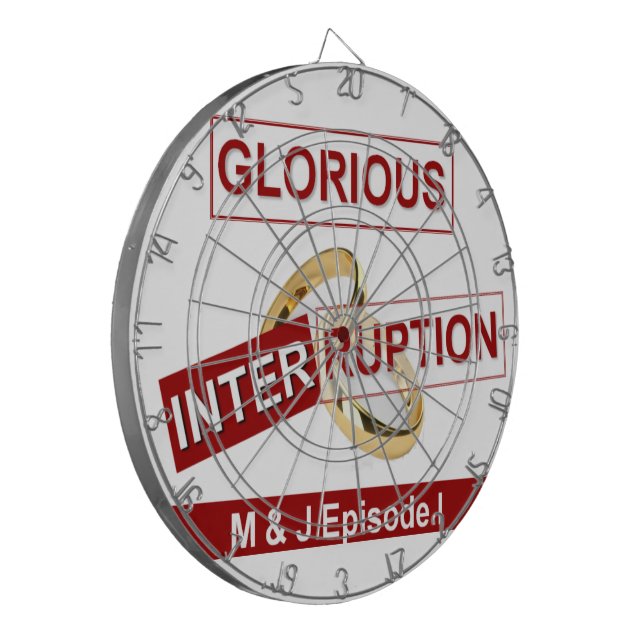 Glorious Interruption: A Golden Beginning Dartboard With Darts (Front Left)