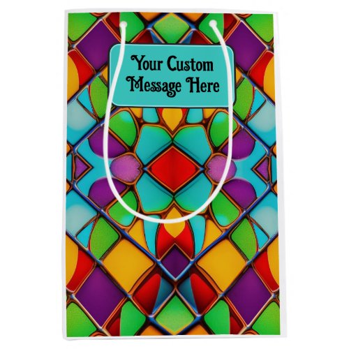 Glorious Leaded Stained Glass _ Add Your Message Medium Gift Bag