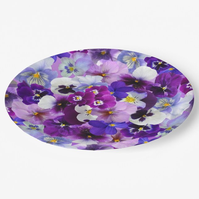 Glorious Pansies Paper Plates (Angled)