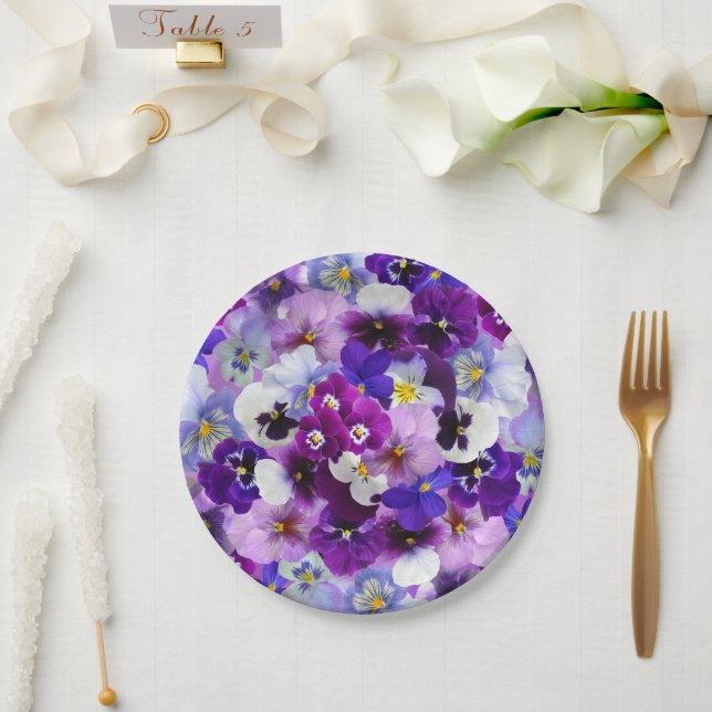 Glorious Pansies, Paper Plates (Wedding)