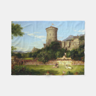 Glorious Past (Medieval Joust) (by Thomas Cole) Fleece Blanket