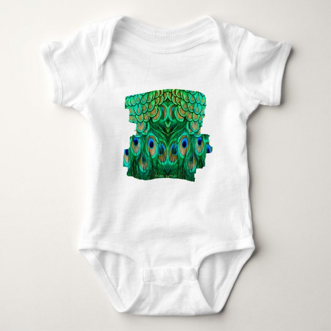 Glorious Peacock Feathers Baby Bodysuit (Front)