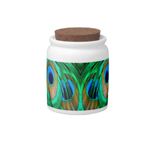 Glorious Peacock Feathers Candy Jar