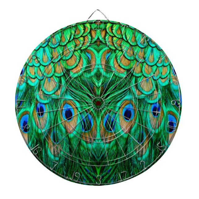Glorious Peacock Feathers Dart Board (Front)