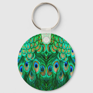 Glorious Peacock Feathers Keychain
