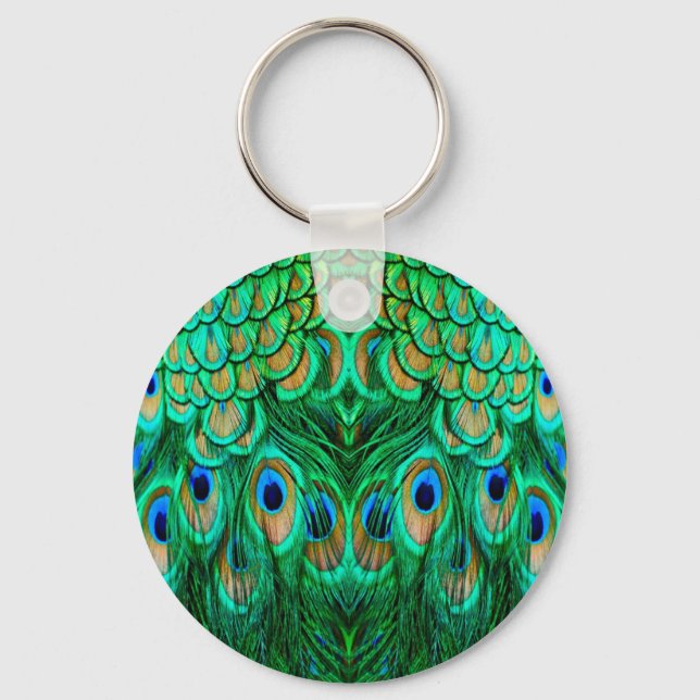 Glorious Peacock Feathers Keychain (Front)